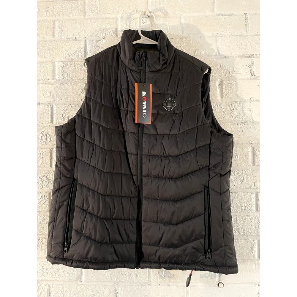 KOVNLO Heated Puffer Vest XL Black USB Battery Pack Heating Nylon Zip Men Women